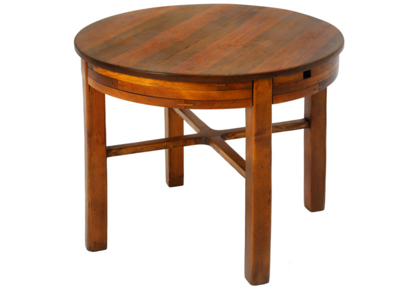 ART DECO round table, pine, 1960s. ART DECO round table