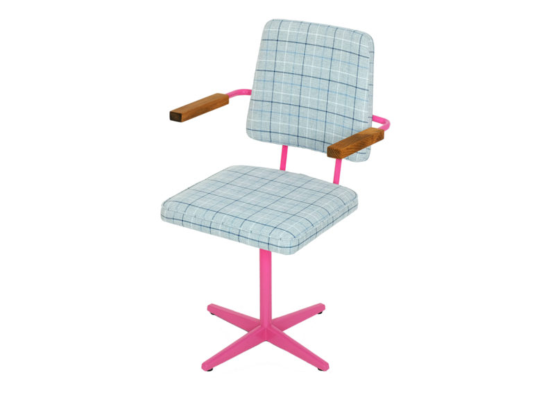 A "Type B" rotating medical chair from 1972.  Żywiec Factory of Hospital Equipment. Blue